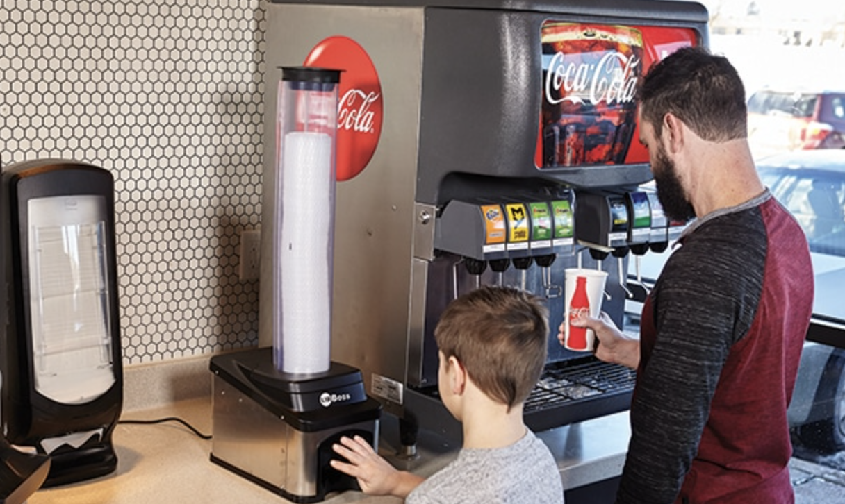 Lid Boss being used at convenience store